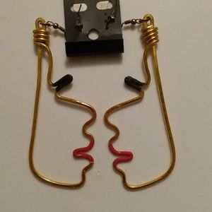 Gold Face Earrings